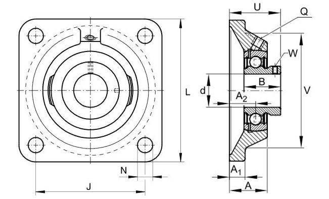 Dimensions des supports carrés INA PCJY