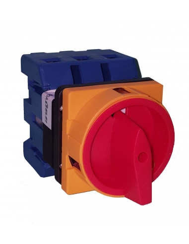Interruptor seccionador trifásico 80A mando amarillo-rojo