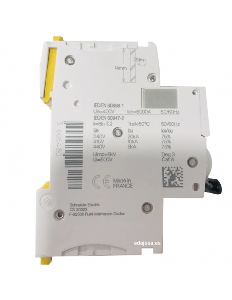 MCB circuit breaker 2 poles 10A (2x10A) IC60N C 6kA - Schneider