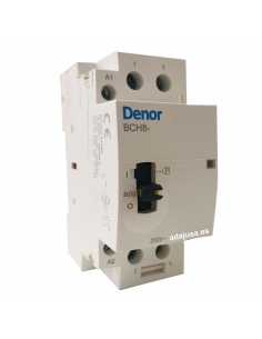 Contactor modular 63A 2Polos abiertos 230Vac con mando manual - Denor