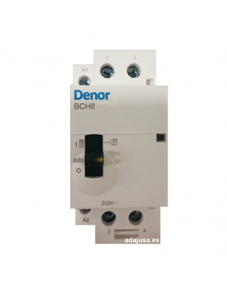 Contactor modular 63A 2Polos abiertos 230Vac con mando manual - Denor