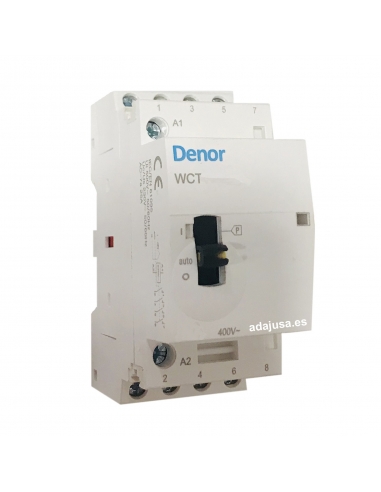 Contactor modular 63A 4Polos abiertos 230Vac con mando manual - Denor