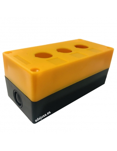 Caja botonera amarilla 3 elemento diámetro 22 plástico