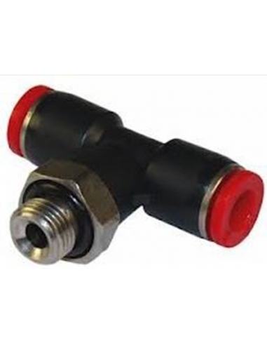 Racor T con rosca central 1/4 tubo Ø8 - Metal Work