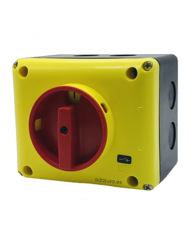 Caja con interruptor trifásico 25A (3 polos) amarillo-rojo - Giovenzana