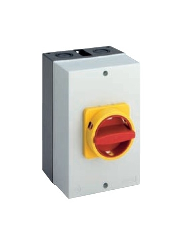 Caja con interruptor trifásico 20A mando amarillo-rojo