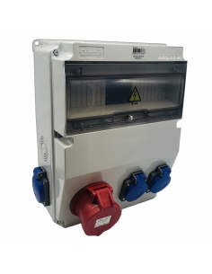 Caja tomas corriente 7 modulos IP44 con bases 4 de 16A 2P+T y 1 16A 3P+N+T