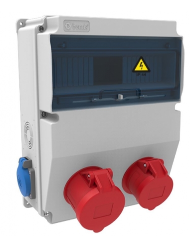 Saídas de caixa 12 MÓDULOS IP44 com bases 2 de 16A 2P+T - 1 32A 3P+N+T - 1 16A 3P+N+T