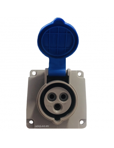 Toma de enchufe CEE-CETAC 16A 2P T empotrable angulo 45º IP-44