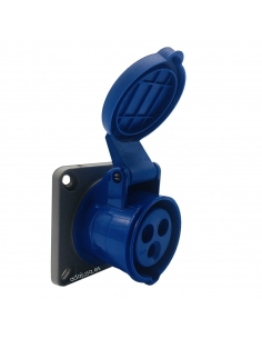 CEE-CETAC 16A 2P-T horizontal recessed IP-44 plug socket 2