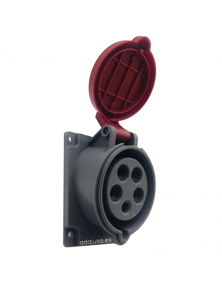 CEE-CETAC 32A 3P T recessed plug socket angle 45o IP-44