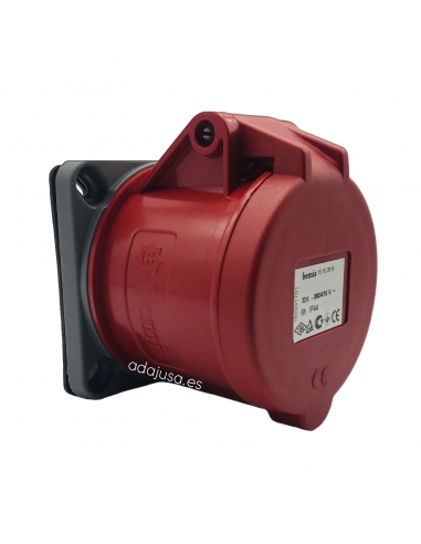 CEE-CETAC 32A 3P T horizontal recessed IP-44 plug socket
