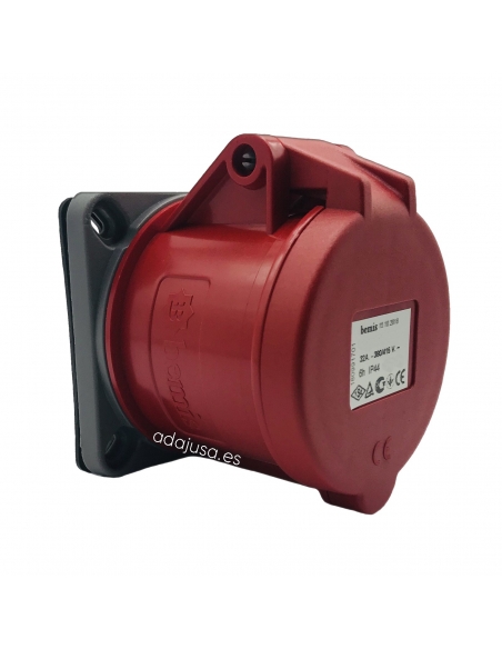 CEE-CETAC 32A 3P T horizontal recessed IP-44 plug socket