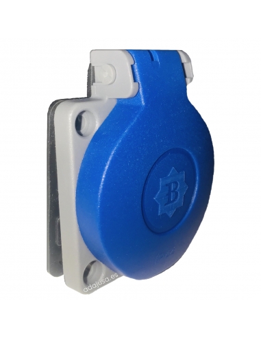 16A 2P T schuko horizontal recessado plugada IP-44