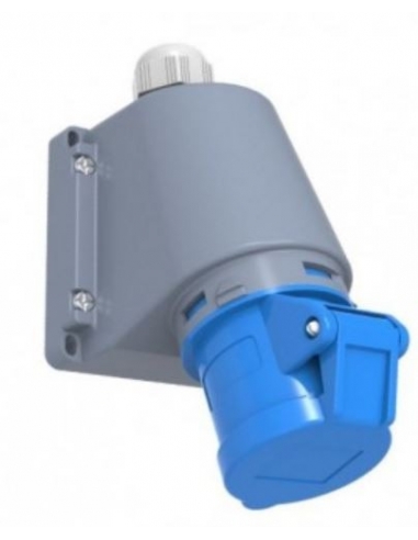 Tomada plugada CEE-CETAC 16A 2P T com caixa de superfície IP-44 90o