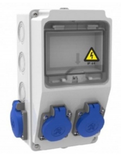 Box outlets 5 IP44 modules with bases 2 of 16A 2P+T and 2 16A 2P+T