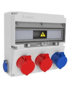 Box outlets 17 modules IP44 bases 2x32A 3P+N+T 1x32A 1P+N+T and 16A Schuko