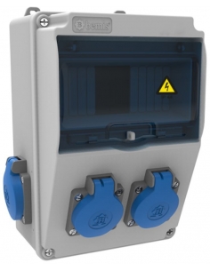Box outlets 7 IP44 modules with 4 bases of 16A 2P+T front and side