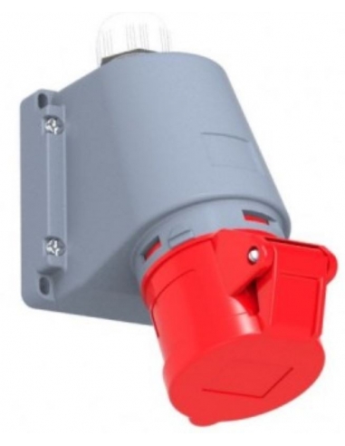 Tomada plugada CEE-CETAC 16A 3P T com caixa de superfície IP-44 90o