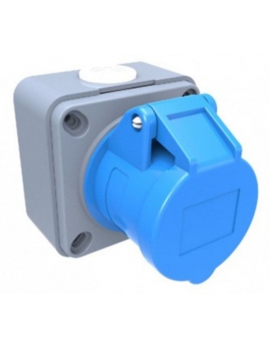 Tomada plugada CEE-CETAC 32A 2P-T com caixa de superfície IP-44