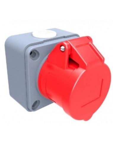 Tomada plugada CEE-CETAC 16A 3P T com caixa de superfície IP-44