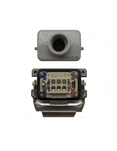 Conector multipolar completo 6 polos y tierra empotrable salida vertical Pg16 2