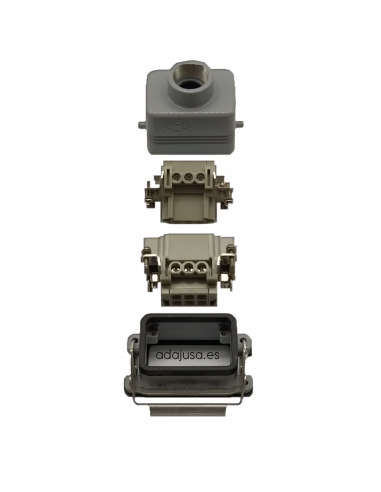 Conector multipolar completo 10 polos y tierra empotrable salida lateral Pg16