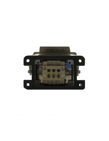 Conector multipolar completo 6 polos y tierra empotrable salida vertical Pg16