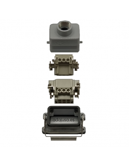 Conector multipolar completo 6 polos y tierra empotrable salida vertical Pg16