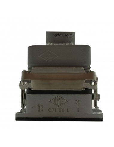 Conector multipolar completo 6 polos y tierra empotrable salida vertical Pg16