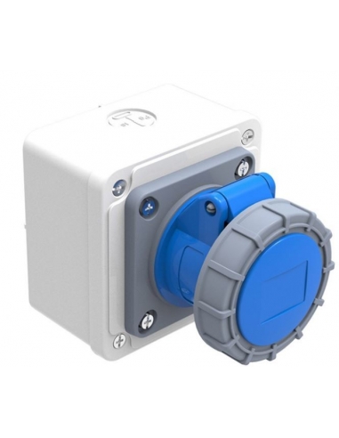 Tomada plugada CEE-CETAC 16A 2P-T com caixa de superfície IP-67