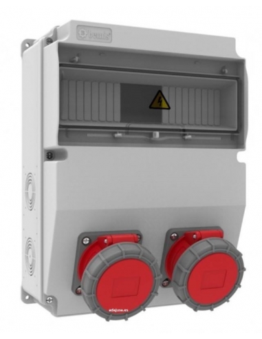 Caja de tomas de corriente 12 módulos IP66 con bases 2 de 32A 3P+T