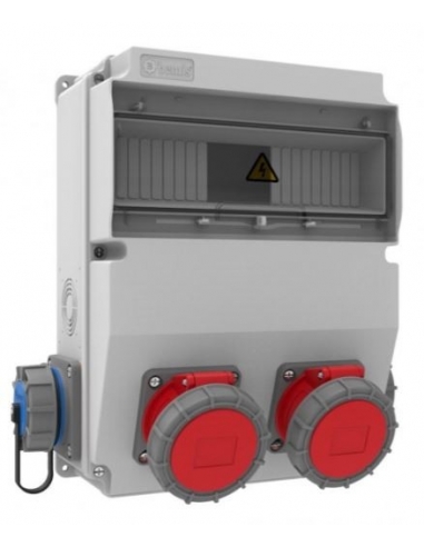 Caixa de tomada de energia 12 módulos IP66 com bases 2 de 16A 2P+T 2 de 32A 3P+N+T