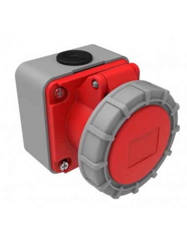Tomada plugada CEE-CETAC 16A 3P-N-T com caixa de superfície IP-67