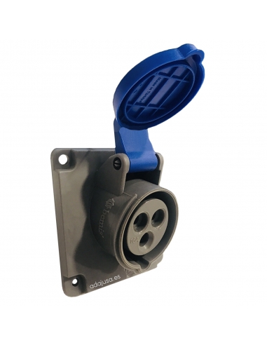 CEE-CETAC 16A 2P T recessed plug socket angle 45o IP-44