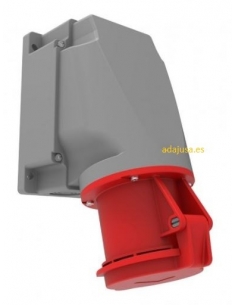 CEE-CETAC 63A 3P-T plug socket with 90o IP-44 surface box