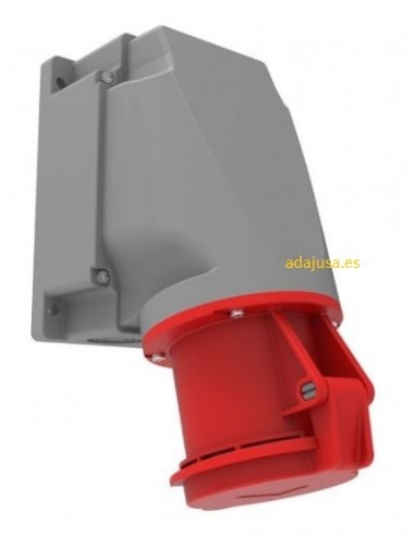 Tomada plugada CEE-CETAC 63A 3P-T com caixa de superfície IP-44 90o