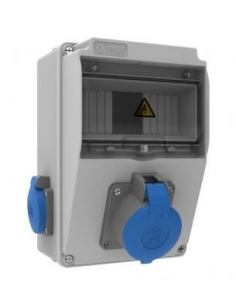 Box outlets 7 IP44 modules with bases 2 of 16A 2P+T and 1 16A 2P+T