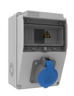Caja de tomas de corriente 7 módulos IP44 con base de 16A 2P T