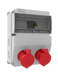 Power outlet box 12 IP44 modules with 2 bases 32A 3P+N+T