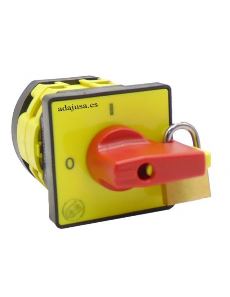 Interruptor de levas 4 polos 40A completo 48x48mm maneta roja bloqueo- Giovenzana