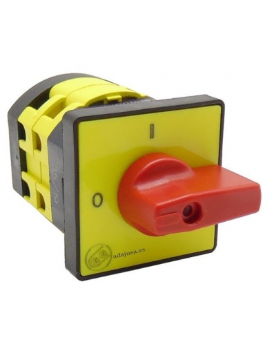 Interruptor de levas 3 polos 25A completo 64x64mm maneta roja - Giovenzana