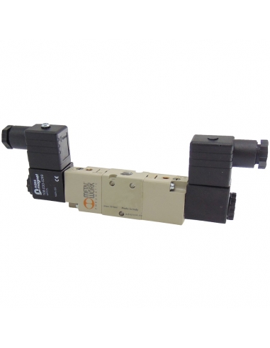 Solenoid valve 1/4 5/3 assisted closed bistable centers with coil - Metal Work