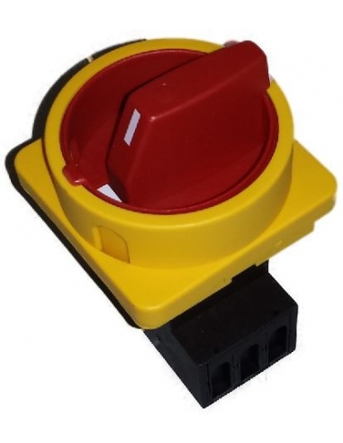 Interruptor trifásico 25A Tamaño 67 mando amarillo-rojo