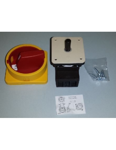 Interruptor trifásico 40A Tamaño 67 mando amarillo-rojo