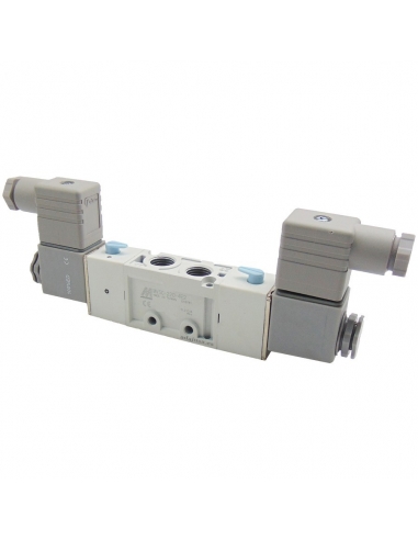 Electroválvula 1/4 5 vías 3 posiciones cerrados 230Vac  Mindman - ADAJUSA