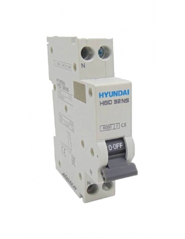 Circuit breaker 1 pole + Neutral 32A (1x32A N) DPN - Hyundai