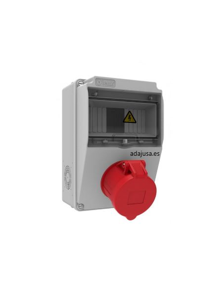 Caja de tomas de corriente 7 módulos IP44 con base de 16A 3P+N+T