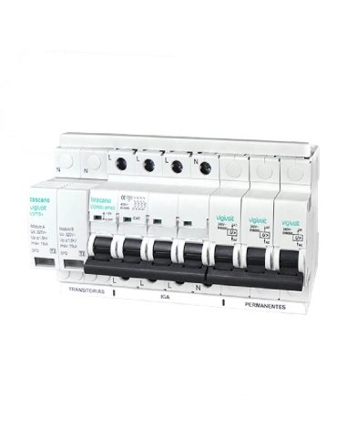 Transient and permanent surge protector + IGA 4x20A 10kA Vigivolt toscano Adajusa