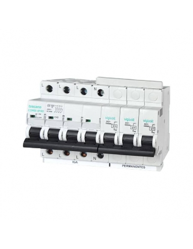Protetor de surto permanente + IGA 4x63A 10kA - Toscano